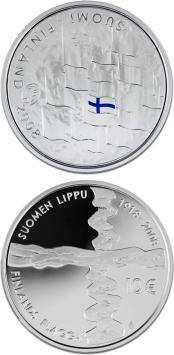 90 jaar Finse vlag 10 euro Finland 2008 Proof